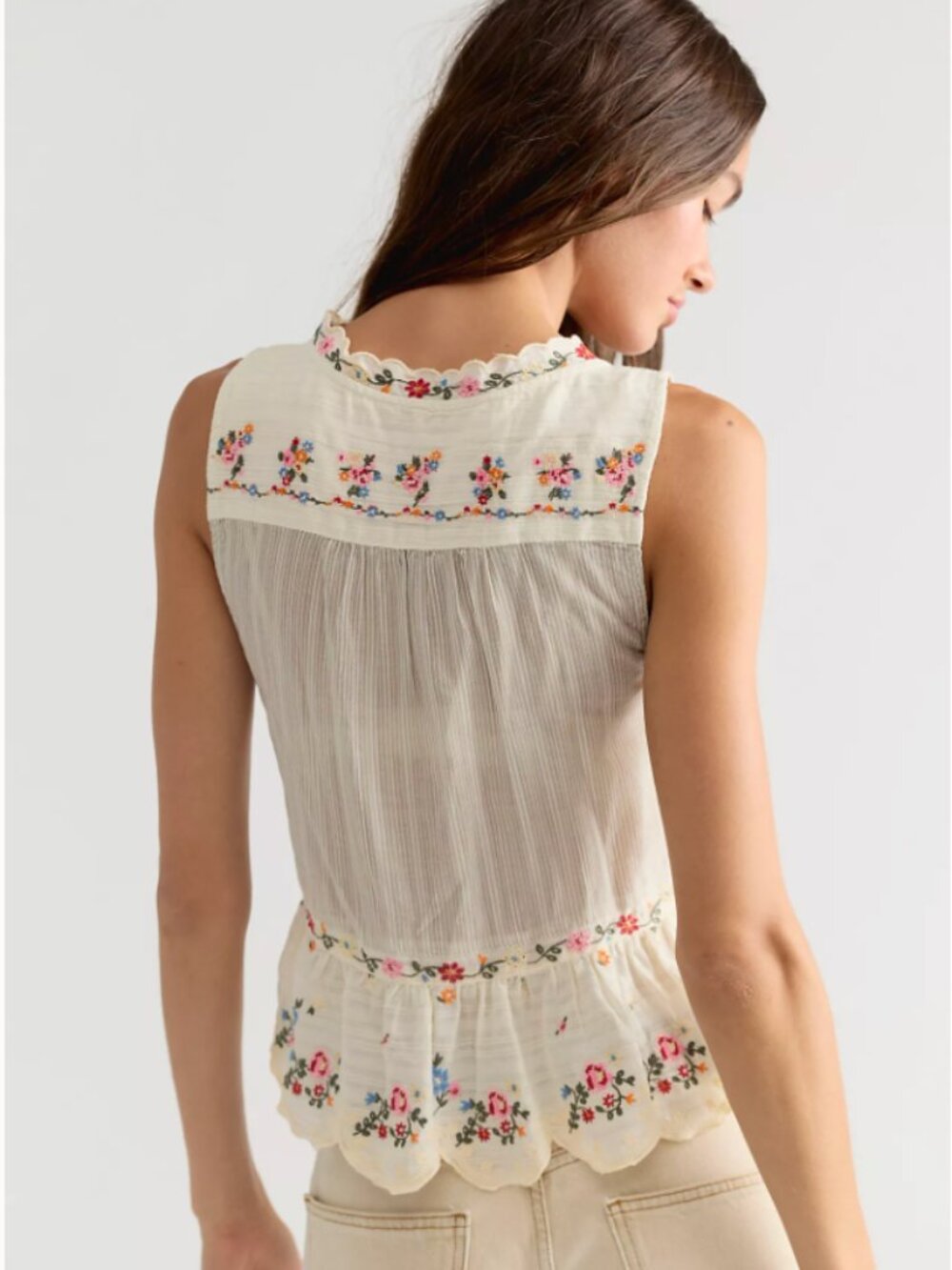 Free People Ellis Embroidered Blouse Tea Combo Floral Boho Top S NWT $148 - Picture 2 of 4
